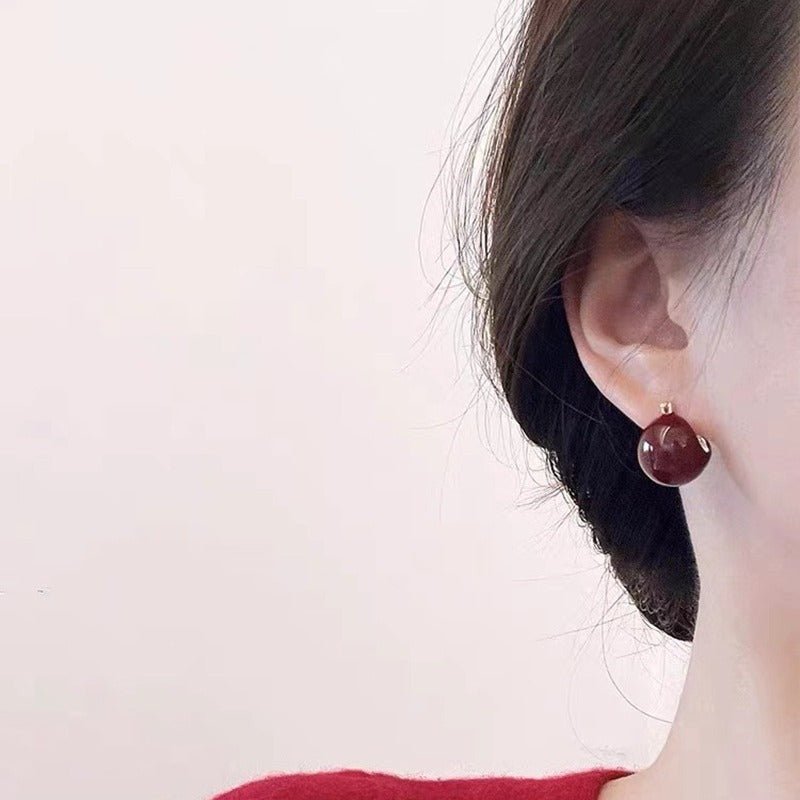 Vintage Enamel Glaze Ball Hoop Earrings - floysun