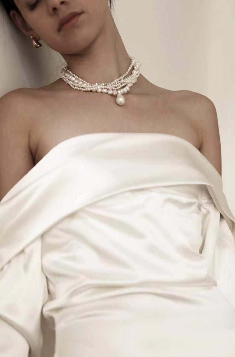 Vintage French Natural Pearl Baroque Multi - layer Necklace - floysun