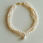 Vintage French Natural Pearl Baroque Multi - layer Necklace - floysun