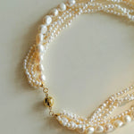 Vintage French Natural Pearl Baroque Multi - layer Necklace - floysun
