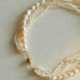 Vintage French Natural Pearl Baroque Multi - layer Necklace - floysun