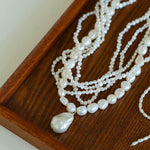 Vintage French Natural Pearl Baroque Multi - layer Necklace - floysun