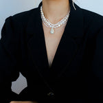 Vintage French Natural Pearl Baroque Multi - layer Necklace - floysun