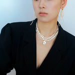 Vintage French Natural Pearl Baroque Multi - layer Necklace - floysun