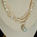 Vintage French Natural Pearl Baroque Multi - layer Necklace - floysun