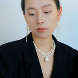 Vintage French Natural Pearl Baroque Multi - layer Necklace - floysun
