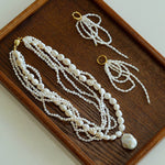 Vintage French Natural Pearl Baroque Multi - layer Necklace - floysun