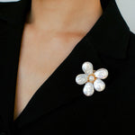 Vintage Freshwater Baroque Pearl Flower Brooch - floysun