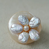Vintage Freshwater Baroque Pearl Flower Brooch - floysun