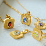 Vintage Gleam Square Pendant Necklace - floysun
