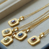 Vintage Gleam Square Pendant Necklace - floysun