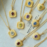Vintage Gleam Square Pendant Necklace - floysun