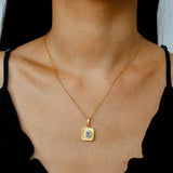 Vintage Gleam Square Pendant Necklace - floysun