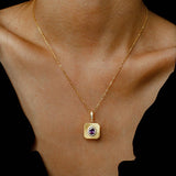 Vintage Gleam Square Pendant Necklace - floysun