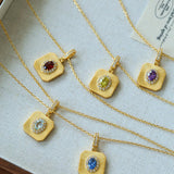 Vintage Gleam Square Pendant Necklace - floysun