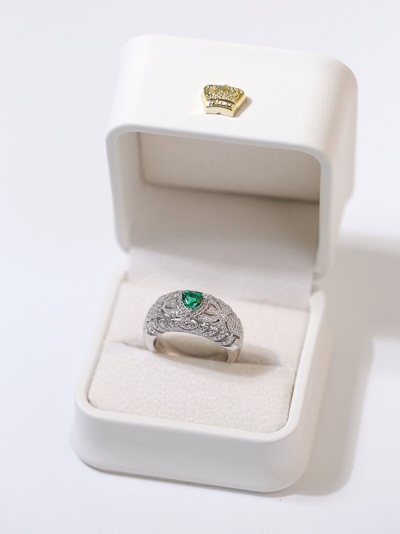 Vintage Heart - Shaped Emerald and Diamond Ring - floysun