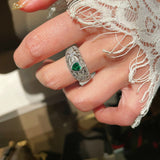 Vintage Heart - Shaped Emerald and Diamond Ring - floysun