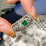 Vintage Heart - Shaped Emerald and Diamond Ring - floysun