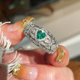 Vintage Heart - Shaped Emerald and Diamond Ring - floysun