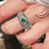 Vintage Heart - Shaped Emerald and Diamond Ring - floysun