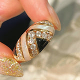 Vintage Inlay Ring – Black Onyx & White Mother - of - Pearl - floysun
