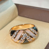 Vintage Inlay Ring – Black Onyx & White Mother - of - Pearl - floysun