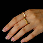 Vintage - Inspired Fine Gold Vermeil Stackable Ring - Green Diamond - floysun