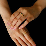 Vintage - Inspired Fine Gold Vermeil Stackable Ring - Green Diamond - floysun