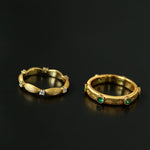 Vintage - Inspired Fine Gold Vermeil Stackable Ring - Green Diamond - floysun