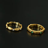 Vintage - Inspired Fine Gold Vermeil Stackable Ring - Green Diamond - floysun