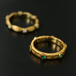 Vintage - Inspired Fine Gold Vermeil Stackable Ring - Green Diamond - floysun