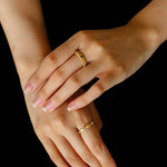 Vintage - Inspired Fine Gold Vermeil Stackable Ring - Green Diamond - floysun