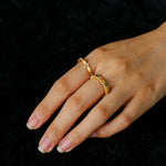 Vintage - Inspired Fine Gold Vermeil Stackable Ring - Green Diamond - floysun