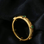 Vintage - Inspired Fine Gold Vermeil Stackable Ring - Green Diamond - floysun