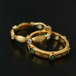 Vintage - Inspired Fine Gold Vermeil Stackable Ring - Green Diamond - floysun