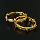 Vintage - Inspired Fine Gold Vermeil Stackable Ring - Green Diamond - floysun