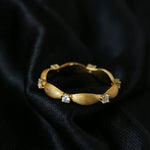 Vintage - Inspired Fine Gold Vermeil Stackable Ring - White Diamond - floysun