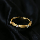 Vintage - Inspired Fine Gold Vermeil Stackable Ring - White Diamond - floysun