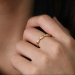 Vintage - Inspired Fine Gold Vermeil Stackable Ring - White Diamond - floysun