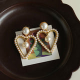 Vintage Inspired Large Heart Pearl Earrings - floysun