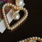 Vintage Inspired Large Heart Pearl Earrings - floysun