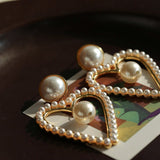 Vintage Inspired Large Heart Pearl Earrings - floysun