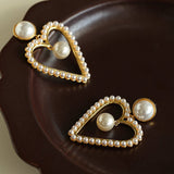 Vintage Inspired Large Heart Pearl Earrings - floysun