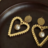 Vintage Inspired Large Heart Pearl Earrings - floysun
