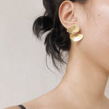 Vintage - Inspired Matte 925 Sterling Silver Folded Paper Fan Earrings - floysun