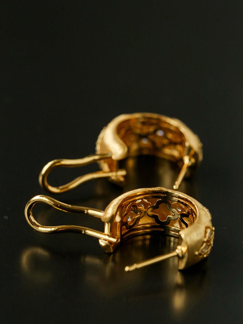 Vintage Italian Brushed Clover Earrings - floysun