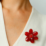 Vintage Natural Agate Flower Brooch - floysun
