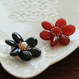 Vintage Natural Agate Flower Brooch - floysun