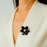 Vintage Natural Agate Flower Brooch - floysun
