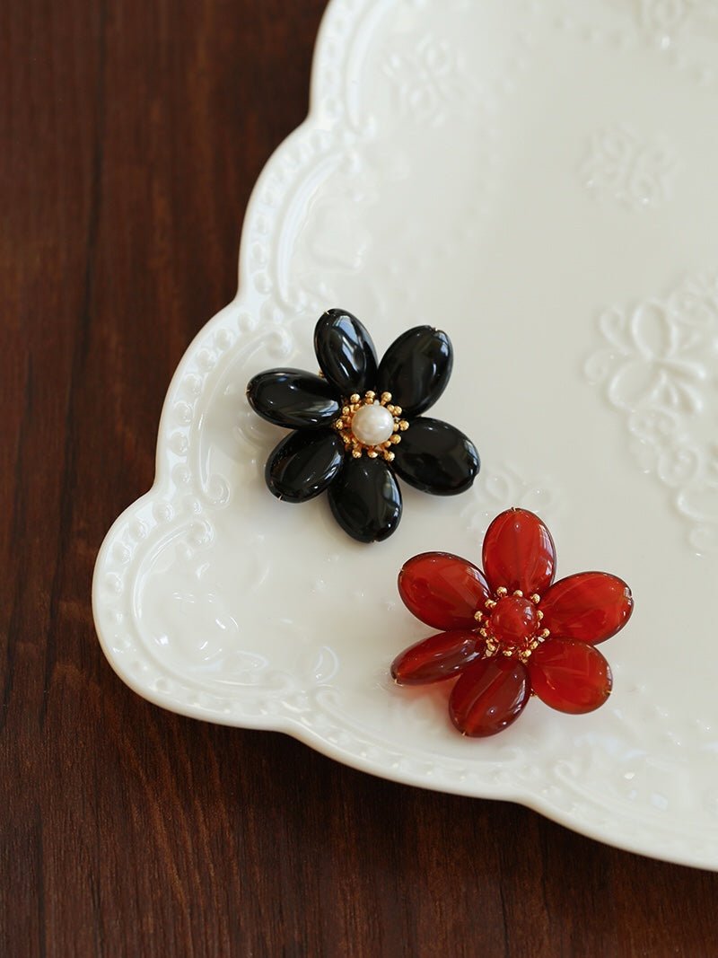 Vintage Natural Agate Flower Brooch - floysun